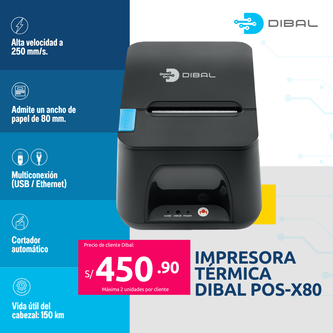 Impresora Térmica 80mm DIBAL POS X80 – Usb + Ethernet
