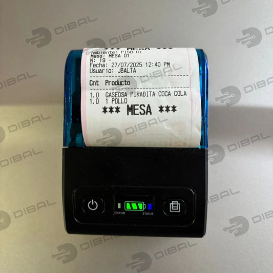 Impresora Térmica 58 mm Portátil – Bluetooth + Usb