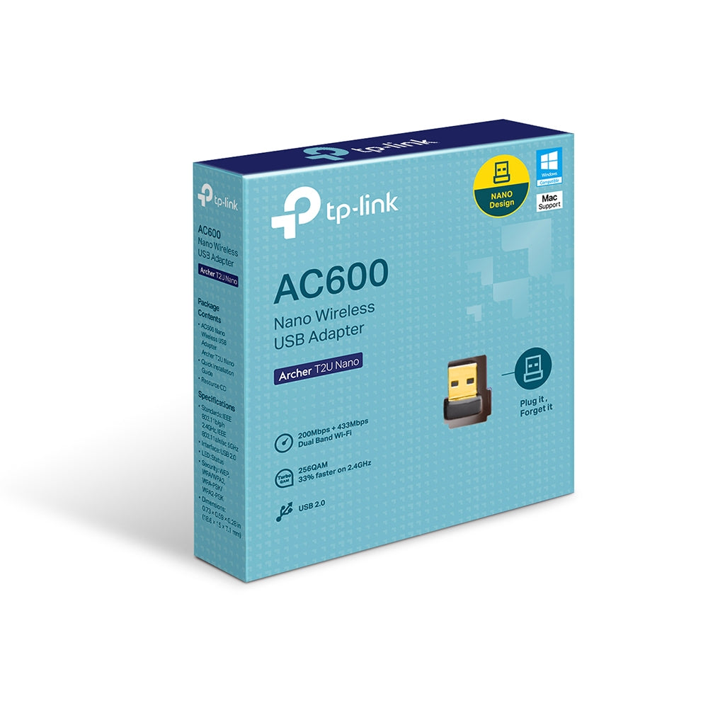 ADAPTADOR USB TP-LINK AC600 DOBLE BANDA T2U NANO