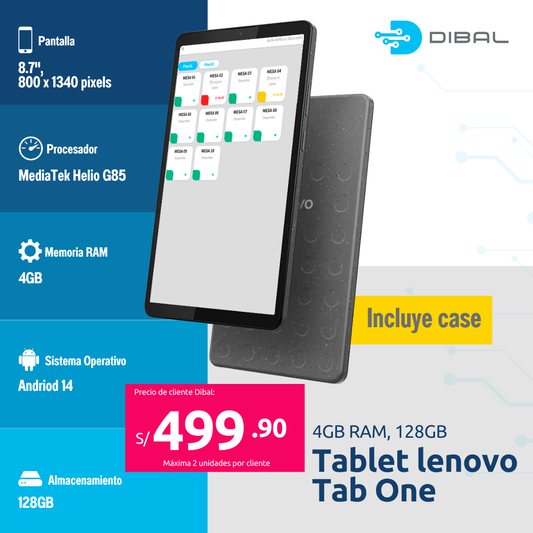 TABLET LENOVO TAB ONE 4GB RAM - 128GB ALMACENAMIENTO+FOLIO-WIFI