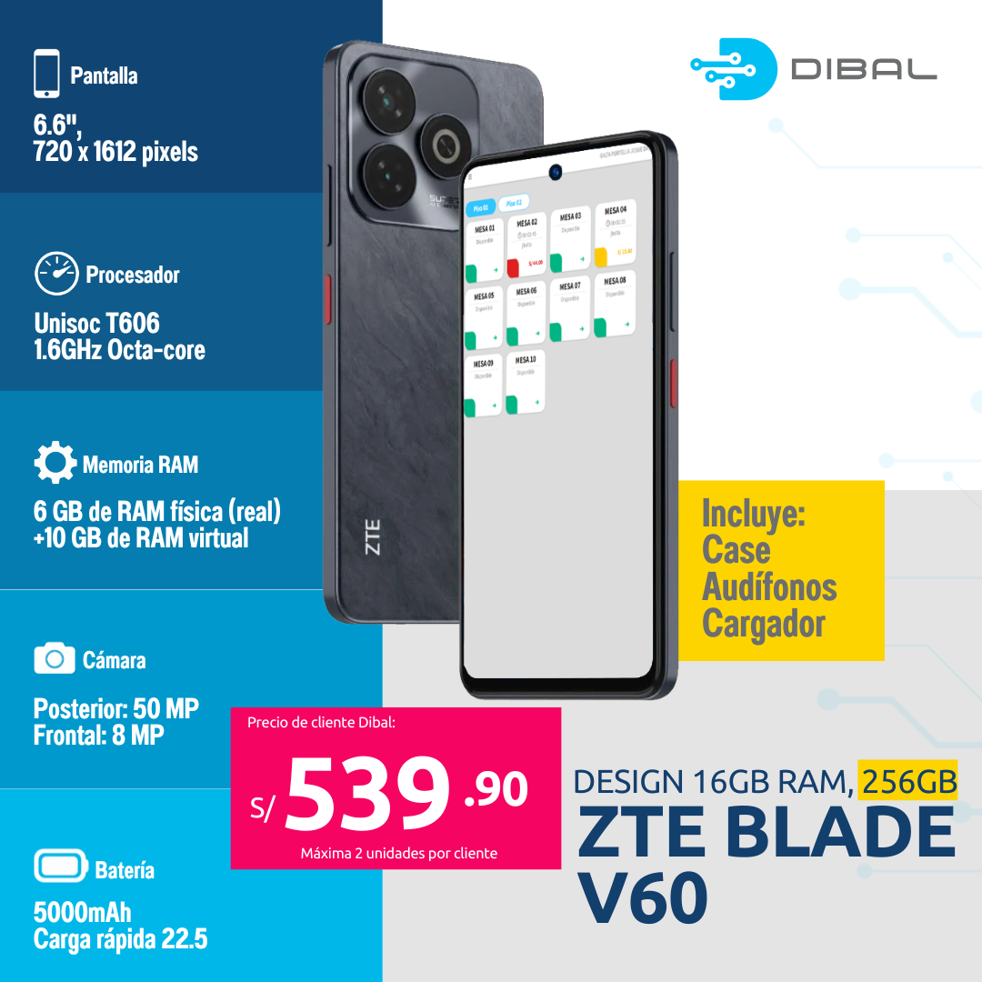 ZTE BLADE V60 DESIGN 16 RAM 256Gb ROM