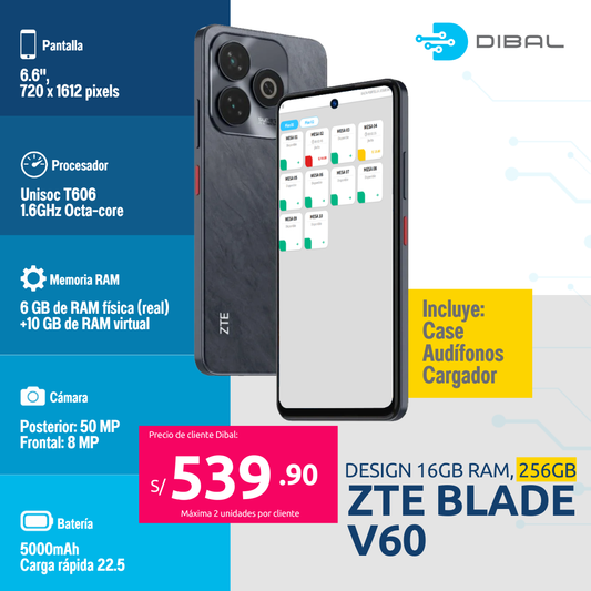 ZTE BLADE V60 DESIGN 16 RAM 256Gb ROM