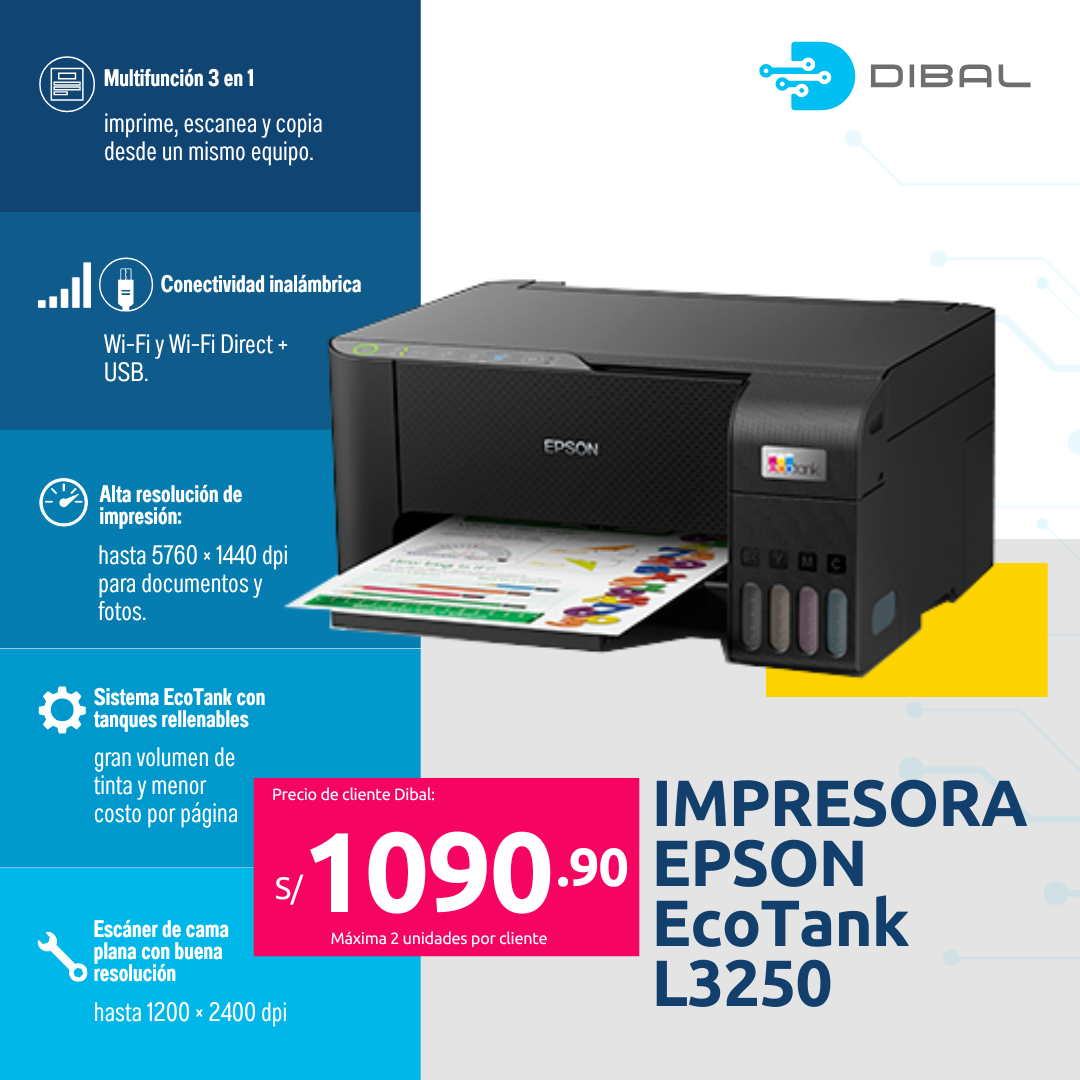 IMPRESORA MF EPSON EcoTank L3250 WiFi | USB
