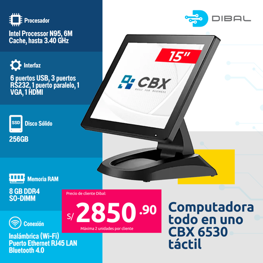 PC All in One Intel N95 CBX EPOS 6530 8 | 256 | 15" W11 TOUCH CREEN